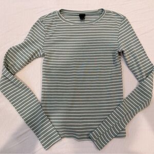 Wild Fable Sage Striped Long Sleeve Tee